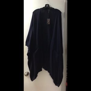 Navy Cotton Cape with Pockets